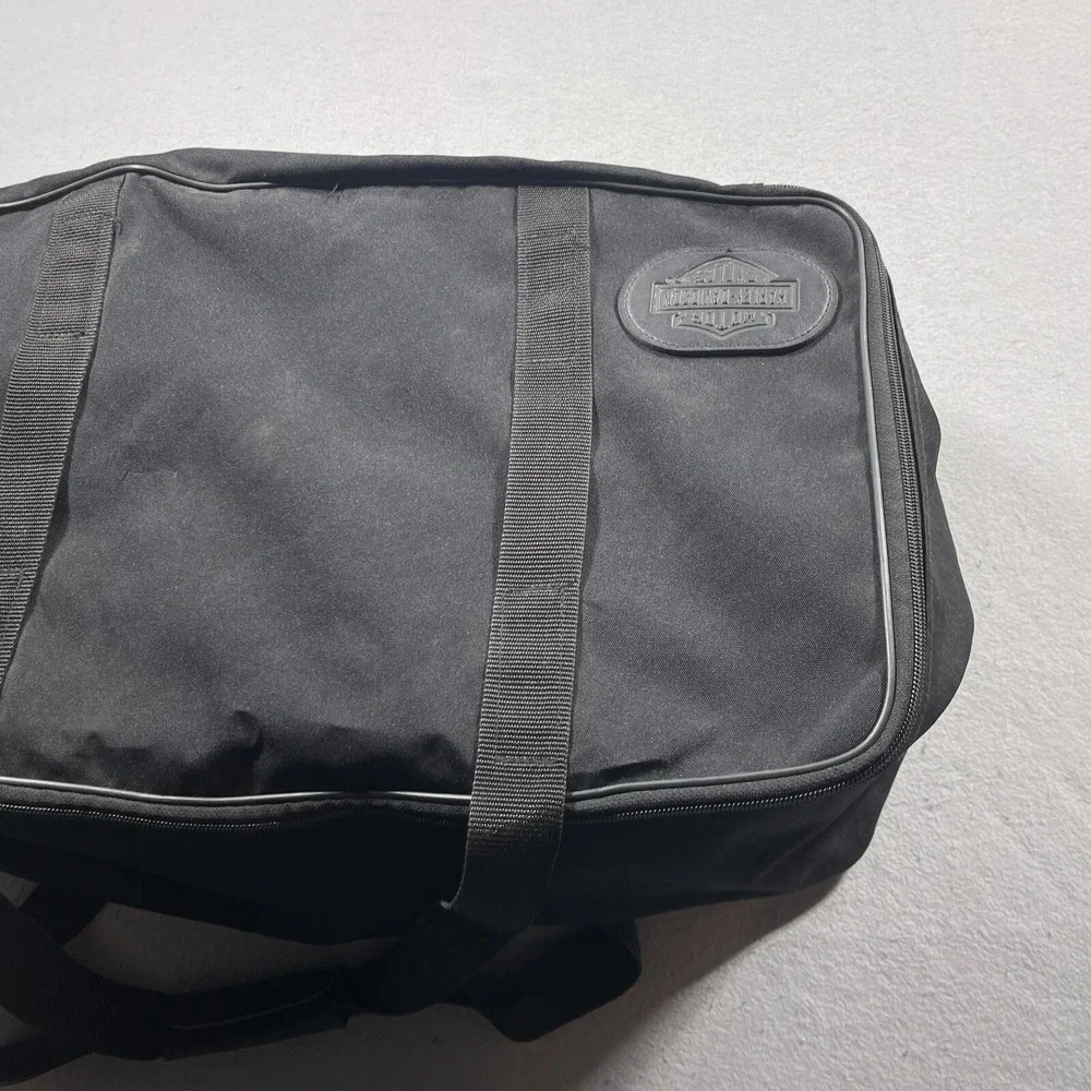 Harley Davidson Black Canvas Duffel Bag‎ Travel Luggage Logo Patch 22 Inch